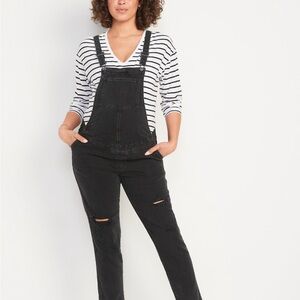 NEW with tags black distressed maternity overalls